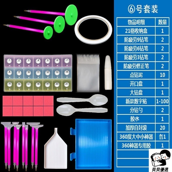 貝貝 鑽石畫 滿鑽神器工具套裝 點鑽輪 專用, 1個, 360度點鑽神器套裝6
