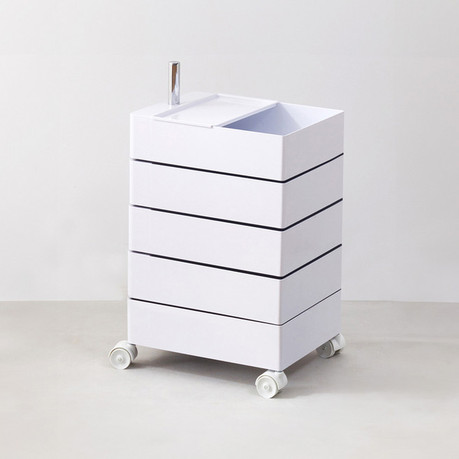 에이치앤아이 네모트롤리 360도 회전 모던 사각 5단 NM-5D, 화이트