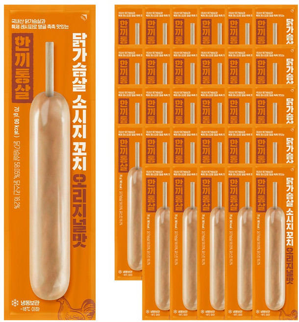 한끼통살 닭가슴살 소시지 꼬치 오리지널맛 30개입, 30개, 70g