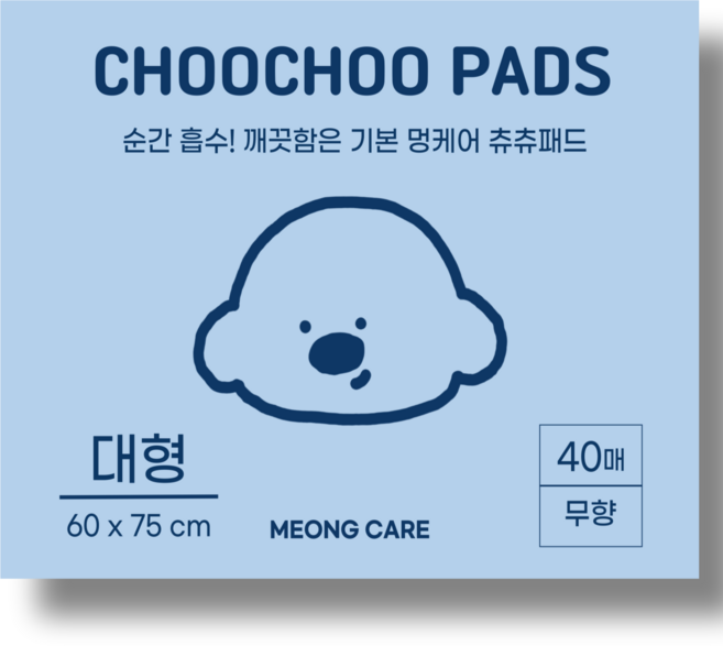 멍케어 강아지 배변패드 고흡수 방수 애견패드, 1개, 40개입