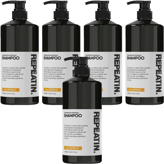 리피트인 딥퍼퓸 모이스처 약산성 프로틴 샴푸 오드플로랄, 1L, 5개