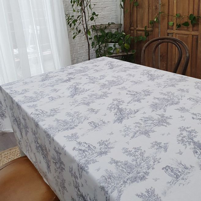 제이토리 프렌치 방수 식탁보, 그레이, 130 x 90 cm, 1개