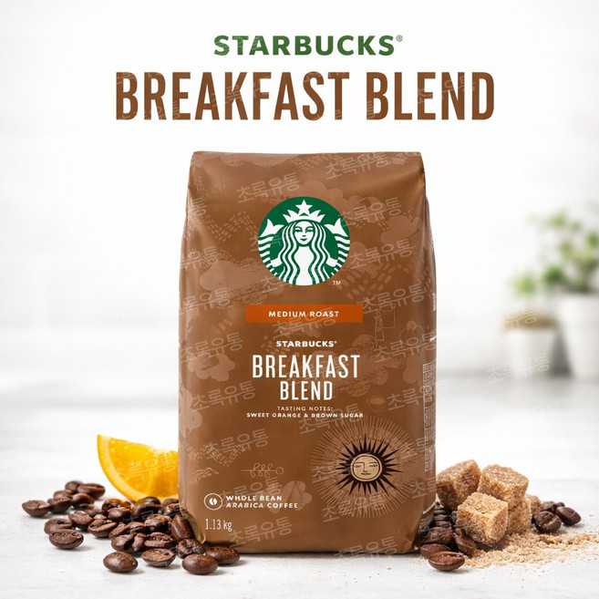 코스트코 스타벅스 커피 블랙퍼스트 모닝 원두 미디엄 로스팅 블렌드 커피콩 대용량 STARBUCKS COFFEE WHOLE BEAN, 홀빈(분쇄안함), 1.13kg, 1세트