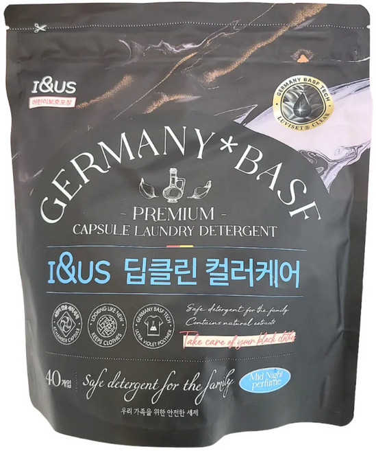 아이앤어스 4챔버 독일 BASF 딥클린 컬러케어 캡슐세제(손상된 섬유 복원 색상 케어), 1개, 40개입