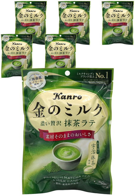 칸로 금 밀크 캔디 녹차 라떼 맛, 61g, 6개
