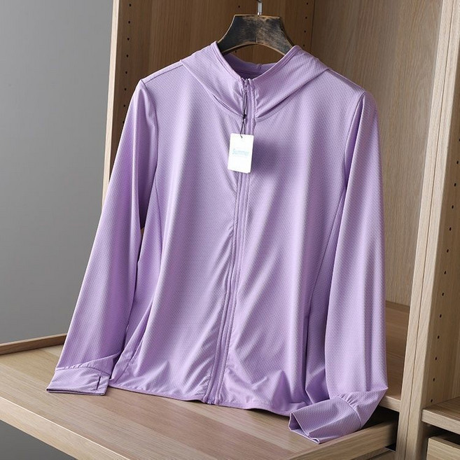 防曬衣女款夏季薄款冰絲透氣防紫外線外套罩衫上衣涼感外套, 紫羅蘭,3XL 160-170斤