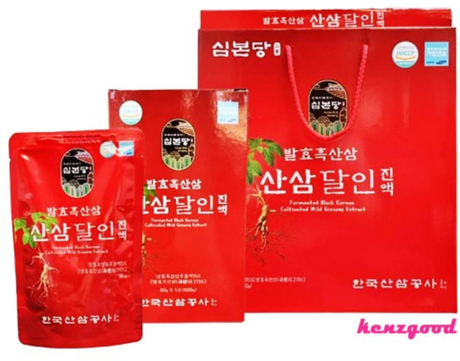 한국산삼공사 심본당 12년근 산양산삼 발효흑산삼 산삼달인진액 명철선물 효도선물 추석선물 산삼진액(80ml X 30포), 80ml, 30개
