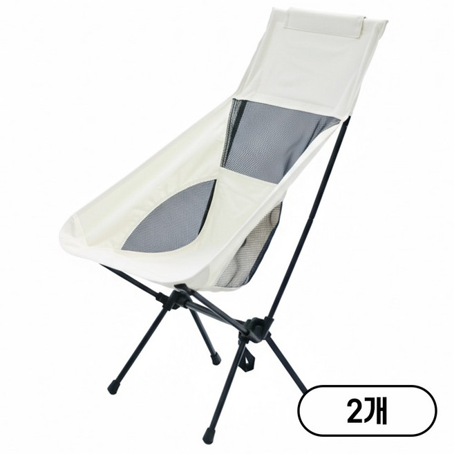 저스트캠프 접이식 캠핑의자 옥스포드 경량 캠핑체어, 2개, 하이체어 (크림화이트)