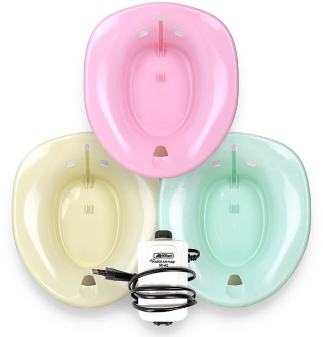 현대의료 쌍줄 공기방울 좌욕기+모터 풀세트, 핑크