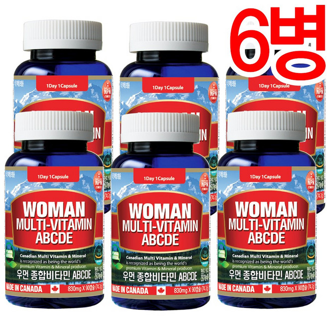 통라이프-우먼 종합비타민ABCDE+미네랄 3개월분-여성용 멀티비타민-6병, 6개, 90정