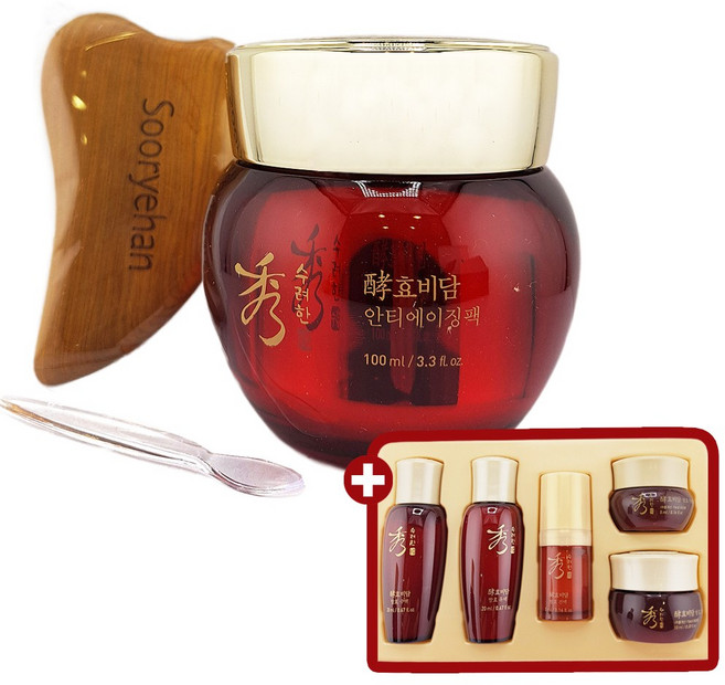수려한 발효 효비담 안티에이징 팩 100 mL 본품+5종 기프트 세트/ 수액20ml+유액20ml+진액5ml+크림10ml+아이크림5ml, 1개, 100ml