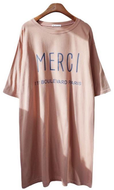 티탁 여성용 H 메르시 라운드 프린팅 롱 박스티