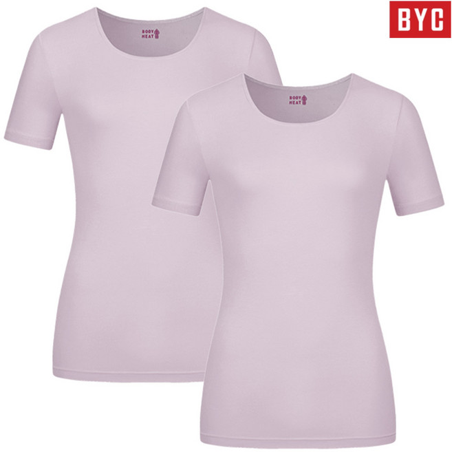 BYC 보디히트 발열내의 여자 반팔티셔츠 내복상의 2매세트