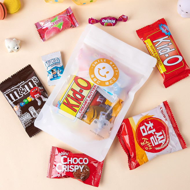 유치원 간식 학교 어린이집 구디백 학원 교회 기관 어린이날 입학 졸업 크리스마스 행사 답례품 책가방 지퍼백 어린이 과자 선물 세트, 1세트, 간식꾸러미