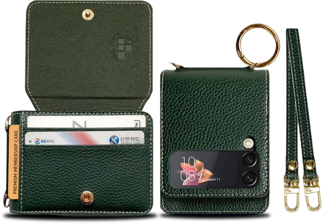 맥스코어 갤럭시 Z플립 케이스 어반 레더 스트랩 카드 지갑 가죽 힌지보호