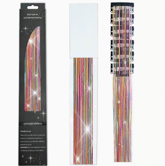 더퍼몰 컬러 헤어피스 똑딱이 붙임머리 가발 비비드 브릿지 포인트 1BOX(6개입), 1개, 레인보우 7컬러