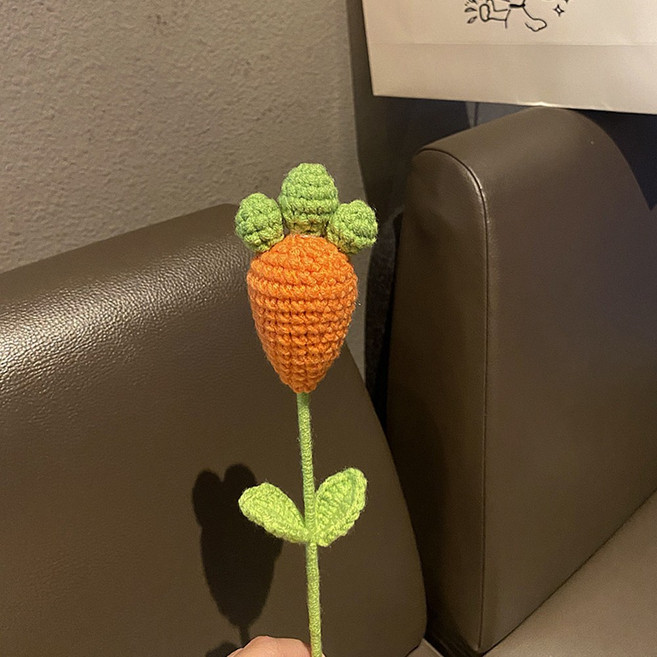 원예 캐릭터 기념일 꽃 니트조화, 당근