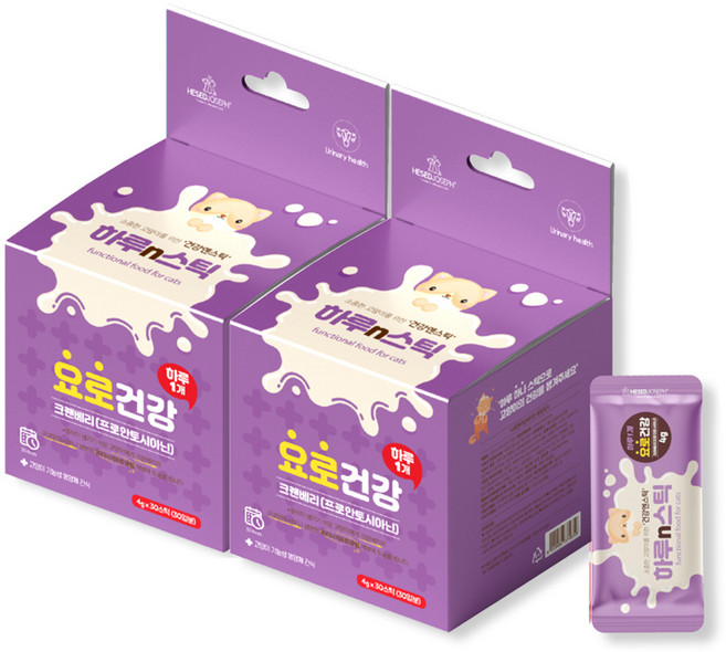 하루n스틱 고양이 영양제, 30회분, 유리너리+결석, 2개