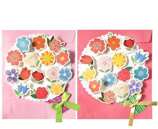 Big 꽃다발 롤링 편지지 롤링 페이퍼 선생님선물, 핫핑크