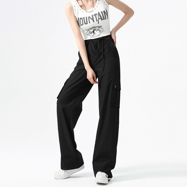여성 트레이닝 조거 팬츠 카고 와이드핏 카고 팬츠