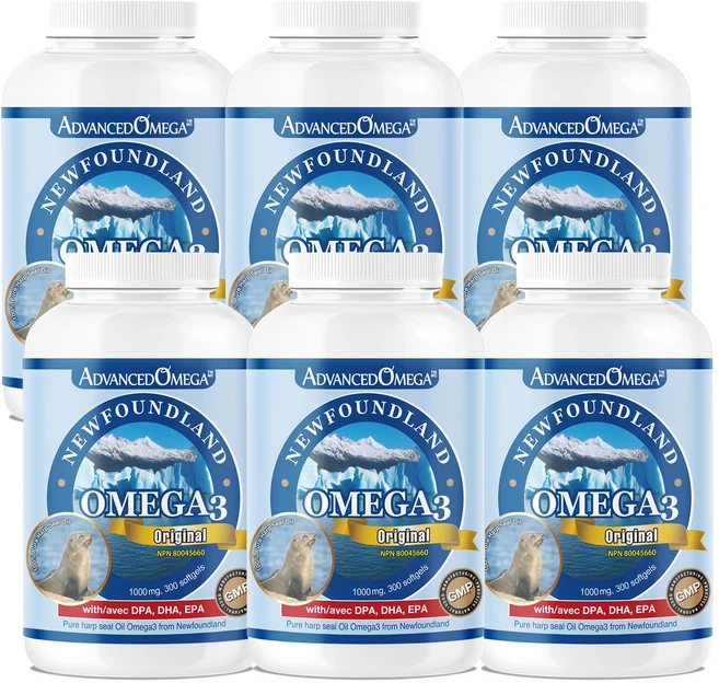 (6병) 캐나다산 ADVANCED 뉴펀랜드 물개오일 오메가3 해구유 1000mg 대용량 300소프트젤, 6개, 300정 - 쿠팡
