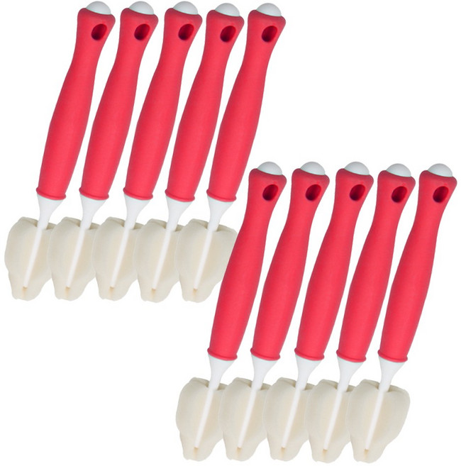 하이비 프리미엄 젖꼭지 세척솔, 10개, 레드