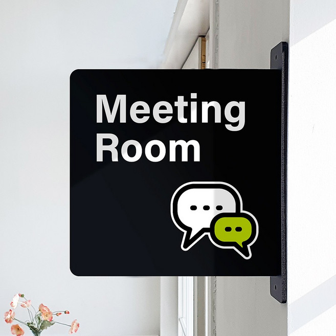 루리앤메리 돌출 안내판 159 Meeting Room 표지판 미팅룸 상담실 팻말, 검정