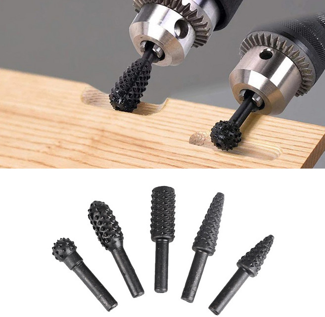 전동 드릴 비트 목재 나무 홈파기 깍기 조각 연마 목공 그라인더 비트세트 5p, 1세트