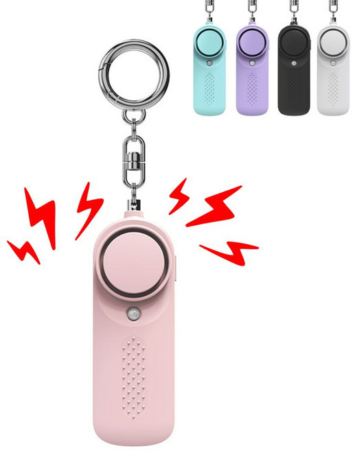 베키노우 휴대용 LED 조명 130dB 호신용 경보기, 1개, 핑크