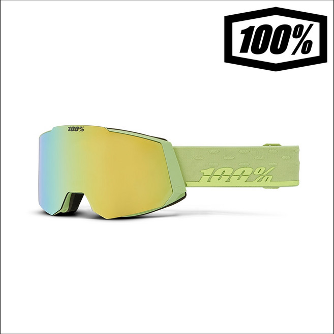 백퍼센트 100% 스노우크래프트 아우라 / 옐로우골드 미러 렌즈 겨울 스노우 보드 스키 방풍 고글, 1개