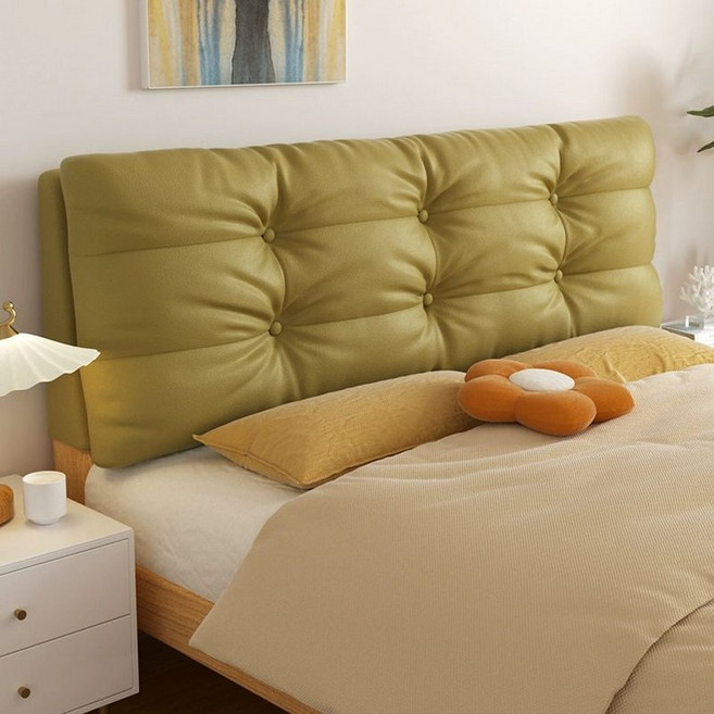 침대 헤드 쿠션 패브릭 벽가드 소프트터치 누빔 자바조이 북유럽 솜포함 천갈이 덮개, 아보카도그린