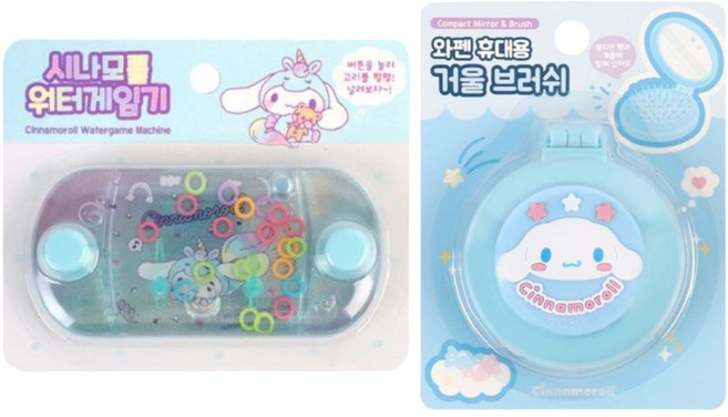 산리오 워터 게임기 + 거울 브러쉬, 1세트, 시나모롤