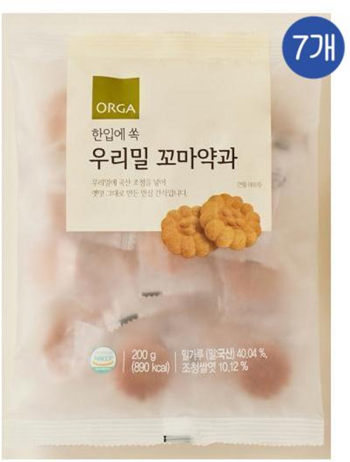 풀무원 ORGA 한입에 쏙 우리밀 꼬마약과, 7개, 200g
