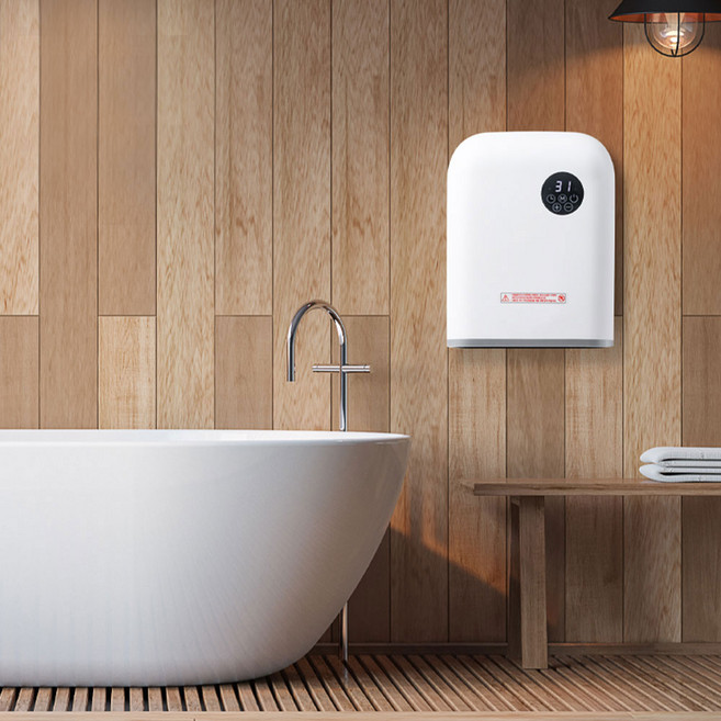 IP24방수방진 욕실 화장실 벽걸이 전기히터 온풍기 - 탁상겸용 동파방지 자동난방 리모컨 팬히터