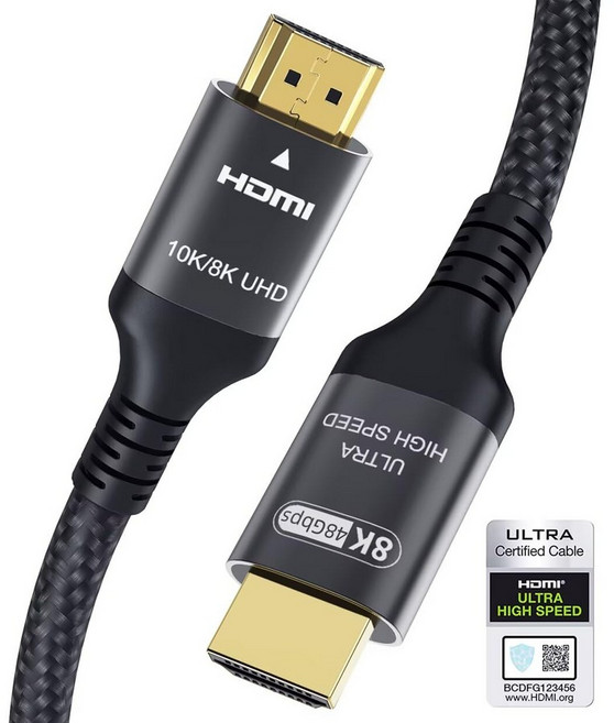 인증된 10K 8K HDMI 2.1 케이블 1.5피트 48Gbps 초고속 코드 이더넷 CEC 4K 240Hz 165Hz 144Hz 120Hz 60Hz eARC 넷플릭스, 3.3 ft