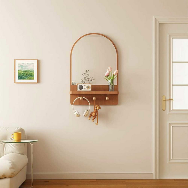 문걸이화장대 엔틱 현관 거울 차키 향수 우산 걸이, 따뜻한흰색(30x50cm)