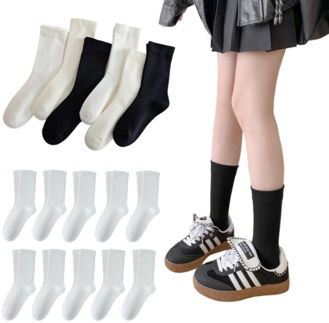 씨엠 여성 중목 무압박 면 양말 10컬레