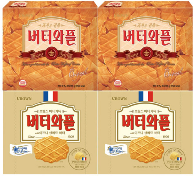 크라운 버터와플 316g+위드 이즈니 생메르 버터 316gx각2개(총4개), 4개, 316g
