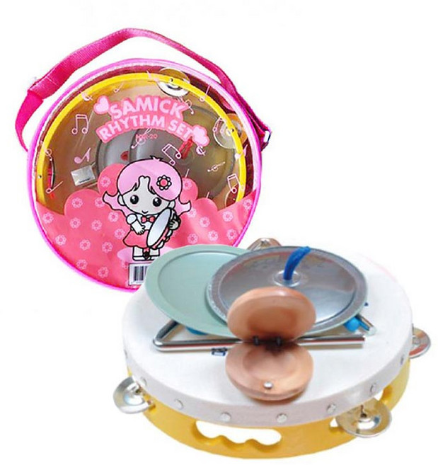 삼익 NSR-20 핑크 리듬세트 음악준비물 학습교구 탬버린 심벌즈 캐스터네츠 트라이앵글 초등학교 팬시, 1개