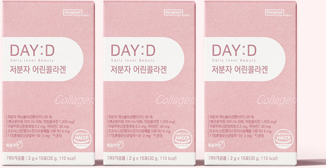 동국헬스케어홀딩스 데이디 300달톤 저분자 어린 콜라겐 15p, 30g, 3개