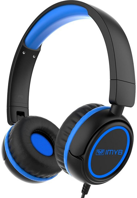 IMYB V1 아동용 헤드폰 유선 스테레오 접이식 엉킴 없는 3.5mm 조절 가능한 온이어 헤드폰 학교/유아/어린이/청소년/소년/소녀/아이패드/태블릿/킨들/휴대폰/여행/비행기, IMYB V1 아동용 헤드폰, 유선 스테레오 접이식 엉