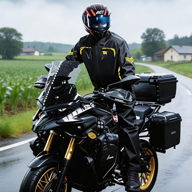 오토바이 우비 상하복 남성 라이딩복 폭우 방지 라이더 전용, 노란색