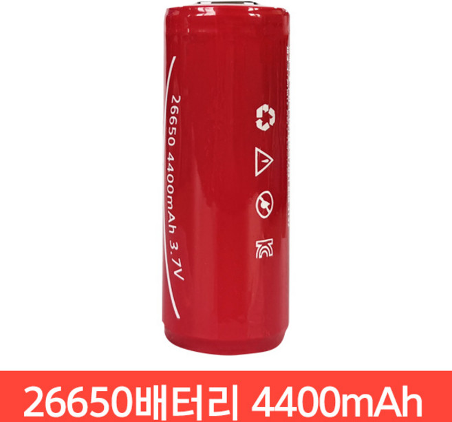 모이스 26650 4400mAh 리튬이온 배터리 충전지 고방전 KC인증 고용량 보호회로 건전지 충전식 대용량 리튬배터리, 1개입, 1개