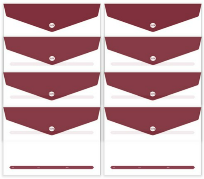 투영디자인 엘리트 포켓 봉투화일, 레드, 24개