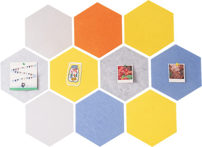 HEN CHILL 生活小舖 六角形毛氈佈告欄 9mm厚 自黏式 照片留言板 牆面裝飾, 【台灣現貨】淺藍色26*30cm / 入