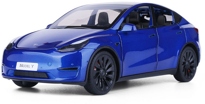다이캐스트 1:24 테슬라 모델 Y 전기차 세단 SUV 합금 풀백 자동차 모형, 1개, 01_블루