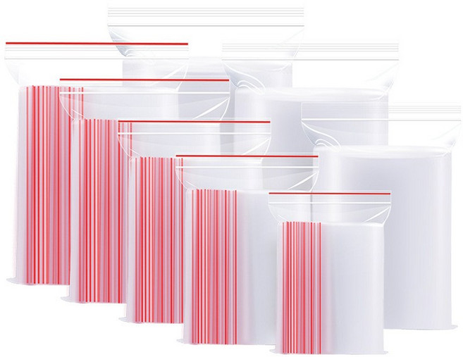 투명지퍼백 레드라인 PE SH1904, 100개, 5X7