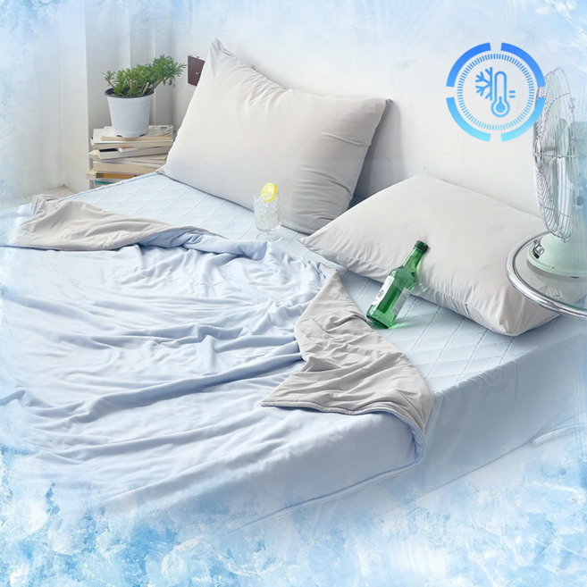 KURUA 아이스 냉감이불 여름 이불 터치시 원한 양면 차렵이불