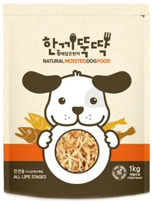 한끼뚝딱 전연령 황태담은 한끼 소프트사료, 1kg, 1개, 닭+연어