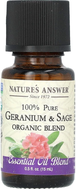 Nature's Answer 100% 순수 유기농 에센셜 오일 혼합물 제라늄 및 세이지 15ml(0.5fl oz), NaturesAnswer100순수유기농에센셜오일혼합물제, 1개, 15ml - 쿠팡